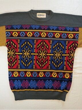 Vintage Men's Obermeyer Multicolor Crew Neck Sweater/Size M